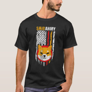 Shiba Army, Shiba Inu Coin with American Flagga Sh T Shirt