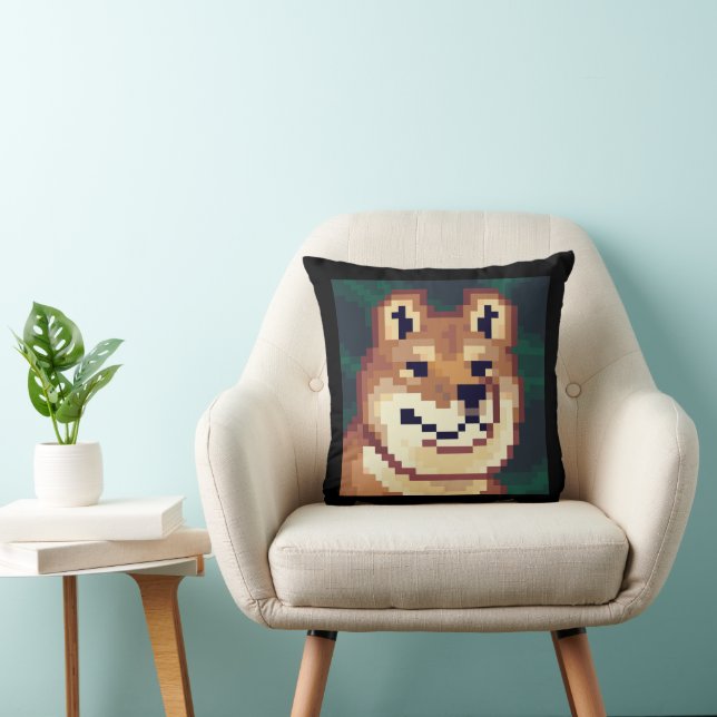 Shiba dog. Pixel Art, pixelart Kudde (Stol)