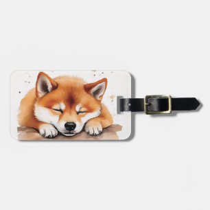 shiba får sömnig bagagetagg bagagebricka