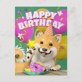 Shiba Grattis på födelsedagen vykort