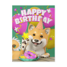Shiba Grattis på födelsedagen vykort