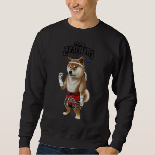 Shiba Hund as Muay Thai Kick Boxing Champion 1 Lång Ärmad Tröja