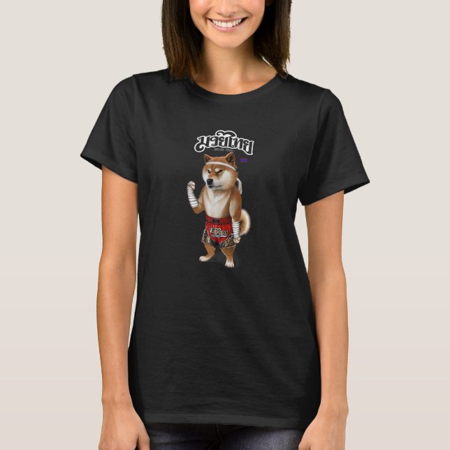 Shiba Hund as Muay Thai Kick Boxing Champion T Shirt (Framsida)