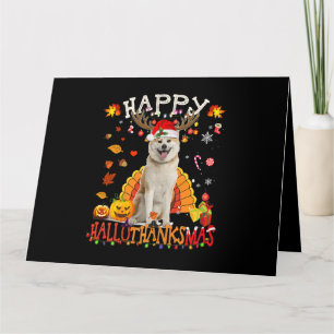Shiba Hund Glad Hallothanksmas Halloween Thanksgiv Kort