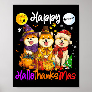 Shiba Hund Jul Thanksgiving Glad Halloween Poster