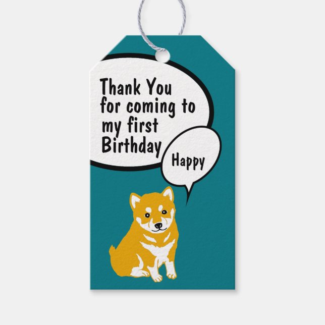 Shiba Hund Year 2018 Birthday Tack Gift Märkre Presentetikett (Framsidan)