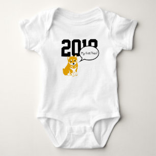 Shiba Hund Year anpassningsbar year W Baby Bodykos T-shirt