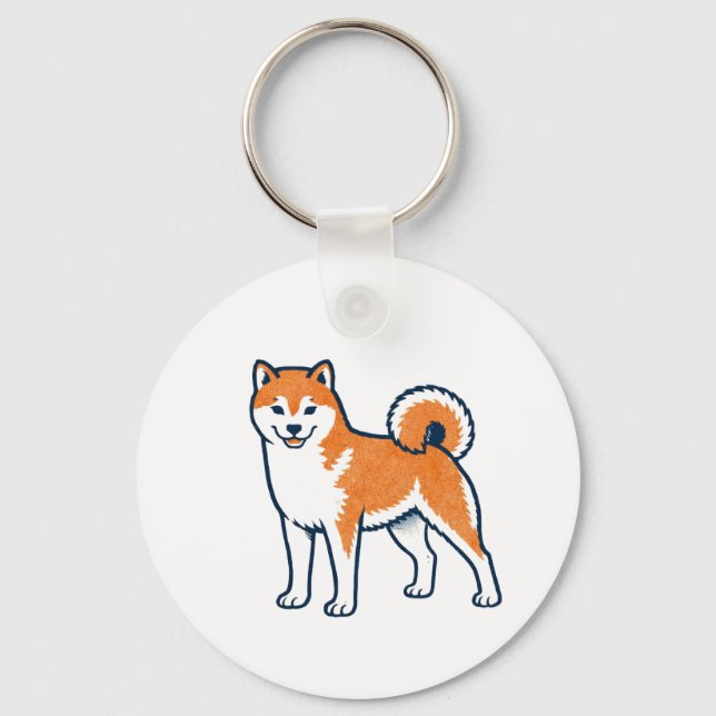 Shiba Inu ー Standing Nyckelring (Framsida)