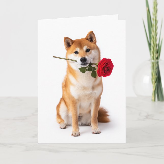 Shiba Inu Alla hjärtans dag – Tyst hängivenhet Kort (Framsida)