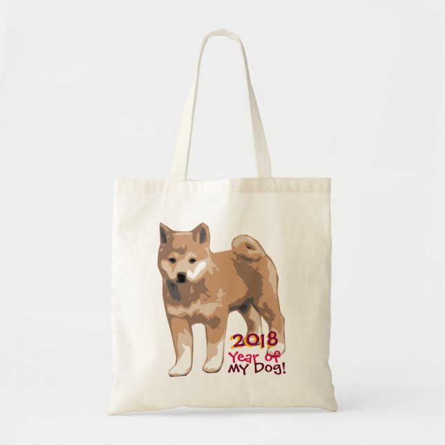 Shiba inu-året i min Hund 2018 Tote Bag Tygkasse (Framsidan)