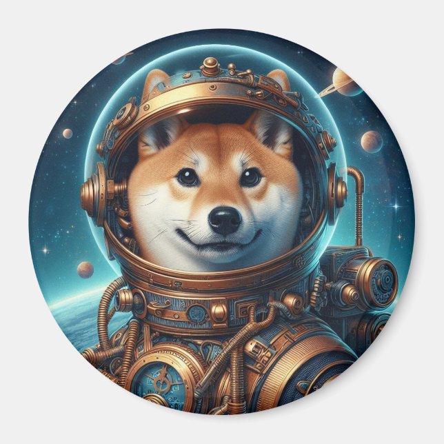 Shiba Inu Astronaut 3 Inch Magnet (Framsidan)