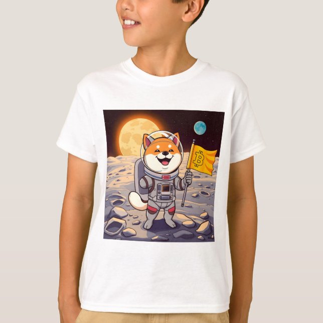 Shiba Inu Astronaut Bitcoin T-Shirt (Framsida)