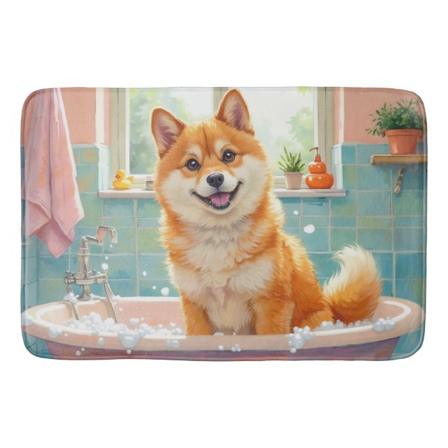 Shiba Inu badtid Söt badrumsdekor Badrumsmatta (Framsidan)