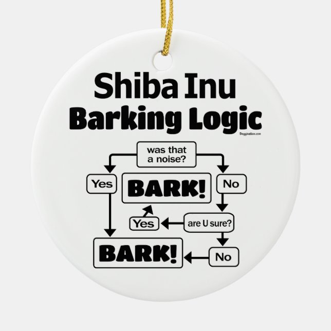Shiba Inu Barking Logic Julgransprydnad Keramik (Framsidan)