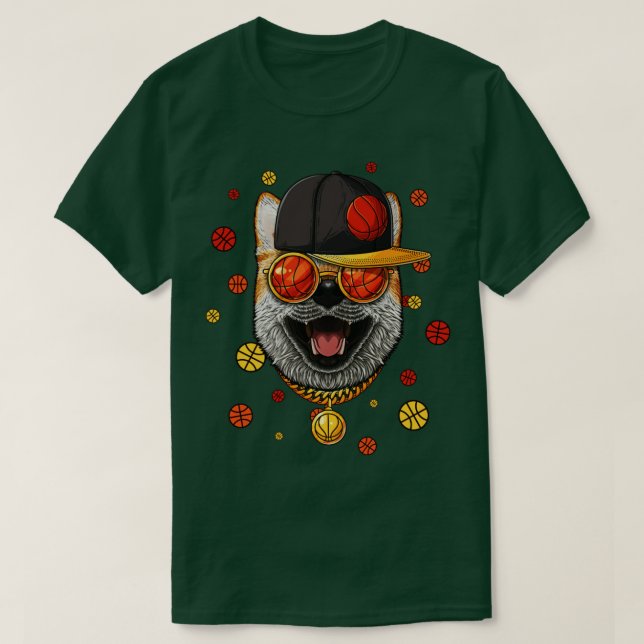 Shiba Inu Basketball Hund Bball Player Coach Sport T Shirt (Design framsida)