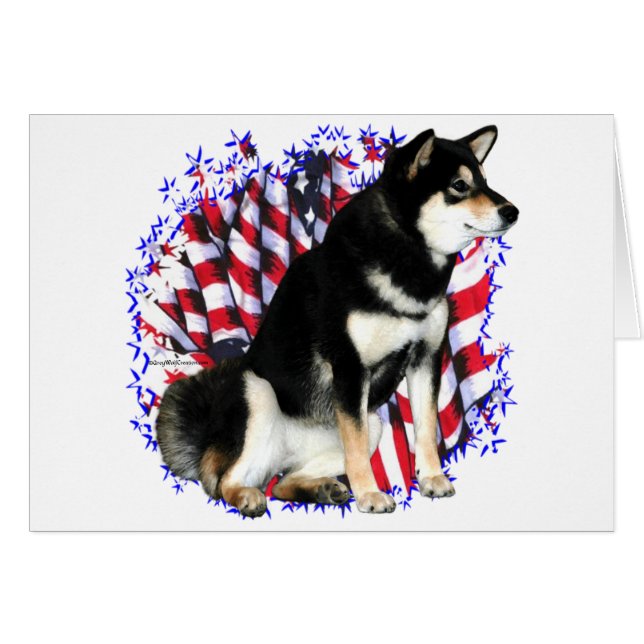 Shiba Inu (blk) Patriot Hälsningskort (Framsidan Horizontal)