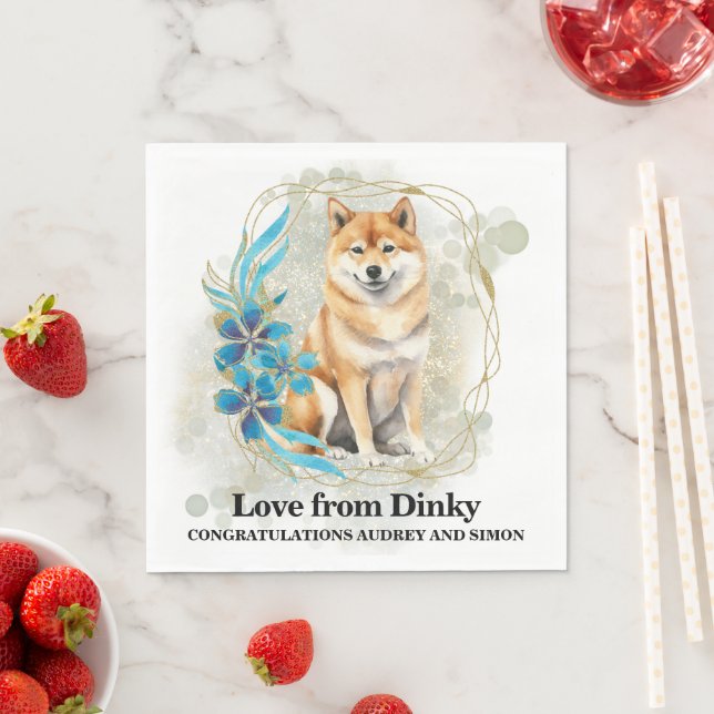 Shiba inu Bröllop Napkins med Hundar foto Pappersservett (Insitu)
