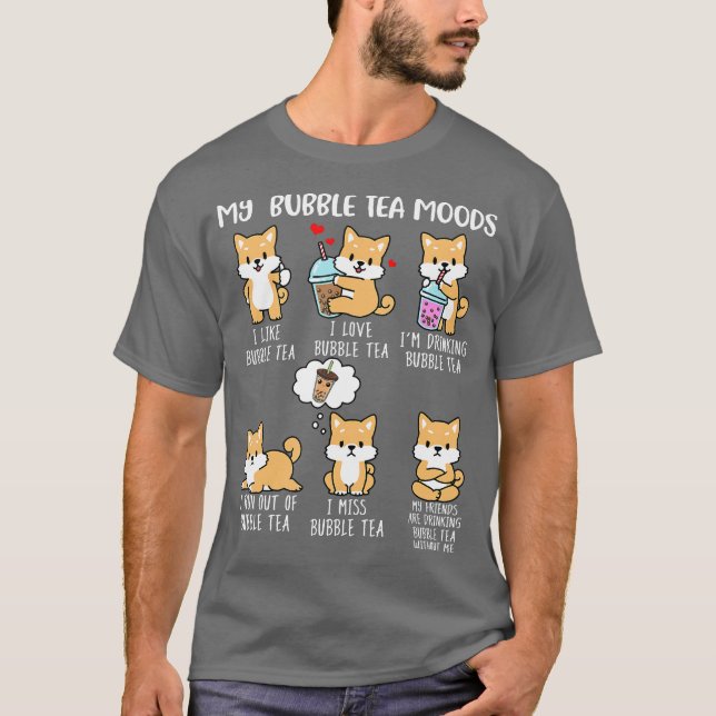 Shiba Inu Bubble Tea Shirt Women Boba Tea Hund T Shirt (Framsida)