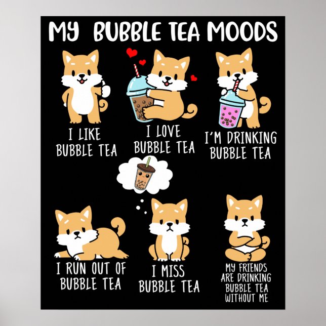 Shiba Inu Bubble Tea Women Boba Tea Hund Bubble Te Poster (Framsidan)
