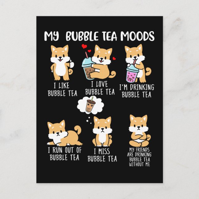 Shiba Inu Bubble Tea Women Boba Tea Hund Bubble Te Vykort (Framsida)