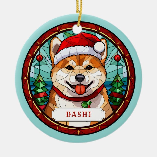 Shiba Inu Ceramic Circle Ornament (Framsidan)