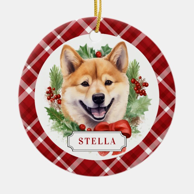 Shiba Inu Ceramic Circle Ornament (Framsidan)