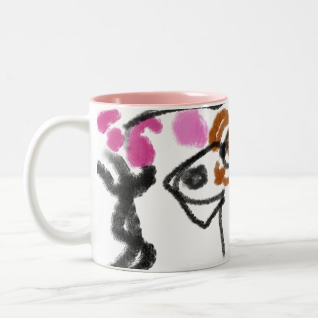 Shiba Inu charry blommar Två-Tonad Mugg (Vänster)