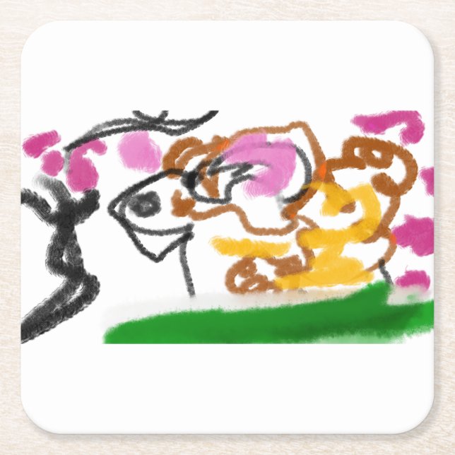 Shiba Inu charry blommar Underlägg Papper Kvadrat (Framsidan)