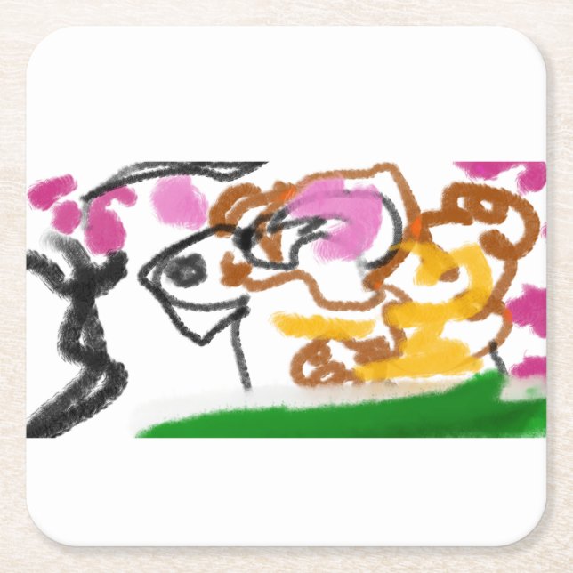 Shiba Inu charry blommar Underlägg Papper Kvadrat (Framsidan)