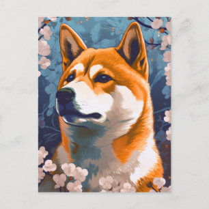 Shiba Inu Cherry Blommars Hund Art Vykort