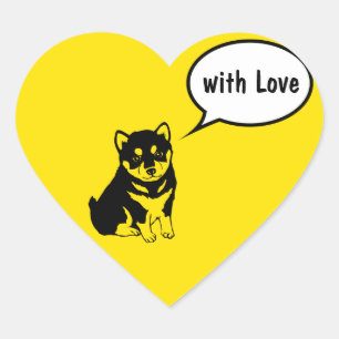 Shiba Inu China Hund Year 2018 Heart Sticker Hjärtformat Klistermärke