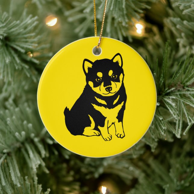 Shiba Inu China Hund Year 2018 Text back Ornament (Träd)
