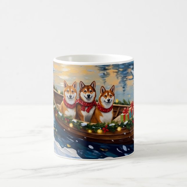 Shiba Inu Christmas Boat Holiday Kaffemugg (Center)