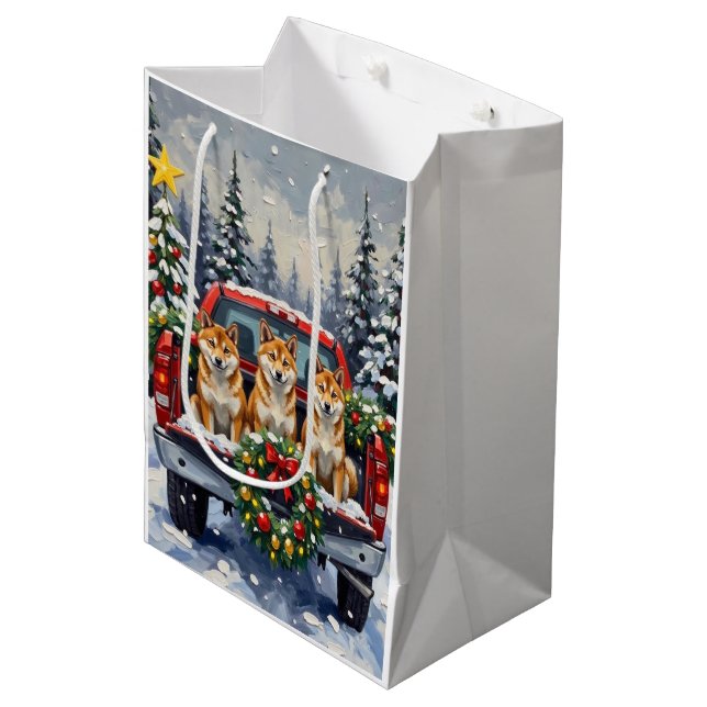 Shiba Inu Christmas Red Truck Holiday (Framsidan Vinklad)