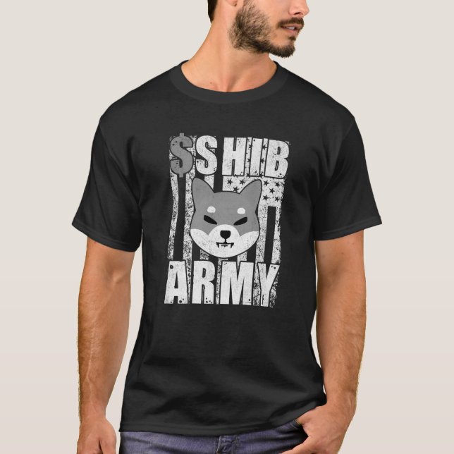 Shiba Inu Coin Crypto Token Cryptocurrency Wallet T Shirt (Framsida)