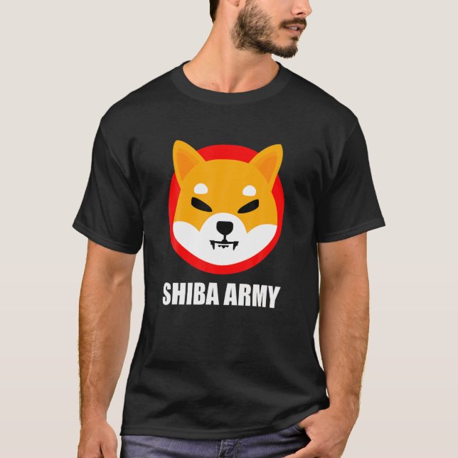 Shiba Inu Coin Crypto Token Cryptocurrency Wallet T Shirt (Framsida)