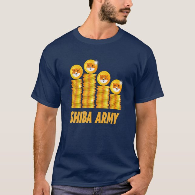 Shiba Inu Coin Crypto Token Cryptocurrency Wallet T Shirt (Framsida)