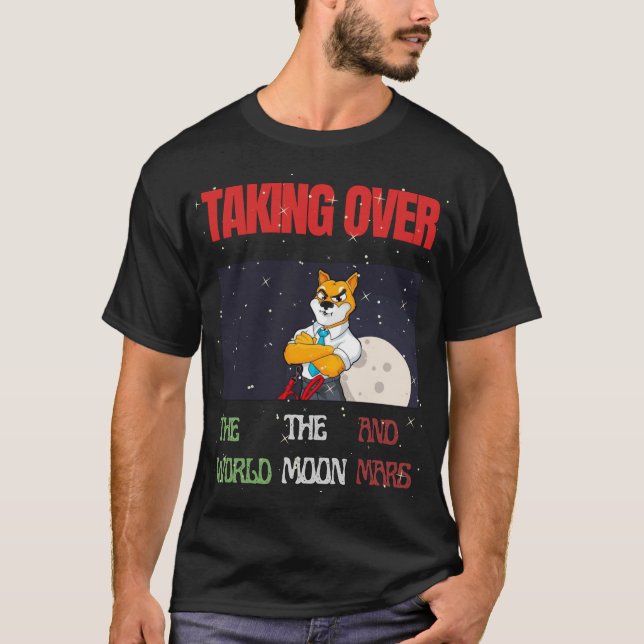 Shiba Inu Coin på Måne som tar över T Shirt (Framsida)