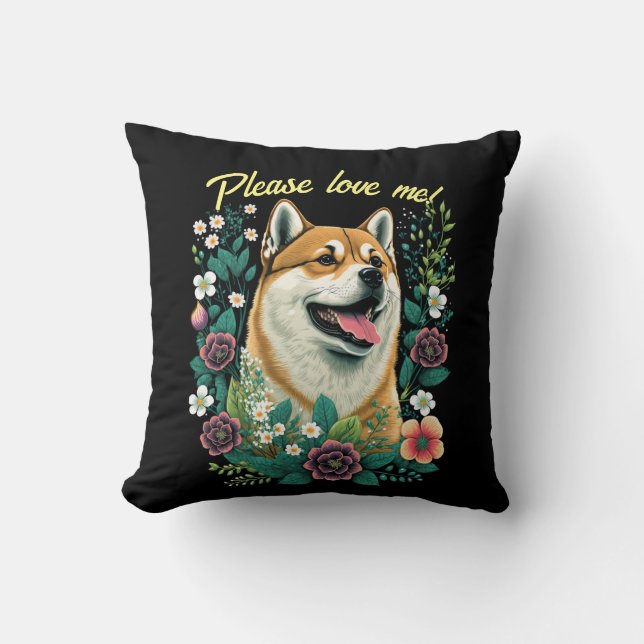 Shiba Inu Dekorativ kudde & Anpassade Text (Framsida)