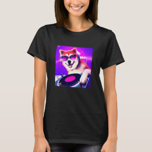 Shiba Inu DJ Party Klubb Disk Jockey Gif EDM Dance T Shirt