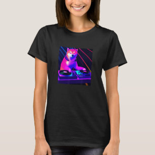 Shiba Inu DJ Vaporwave Doge Hund Manar Women Boys T Shirt