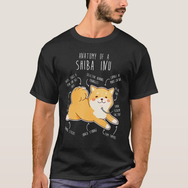 Shiba Inu Dog Anatomy  Pet Red Shibe Mom Cute Doge T Shirt (Framsida)