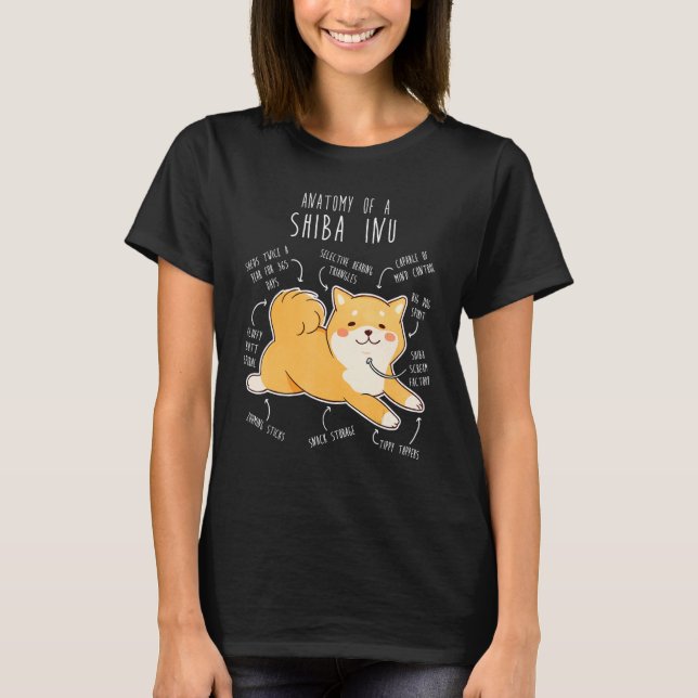 Shiba Inu Dog Anatomy  Pet Red Shibe Mom Cute Doge T Shirt (Framsida)
