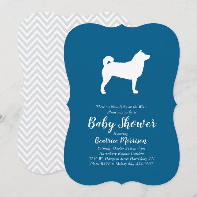 Shiba Inu Dog Baby Shower Boy Blue Inbjudningar (Fram/baksida)