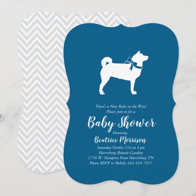 Shiba Inu Dog Baby Shower Boy Blue Inbjudningar (Fram/baksida)