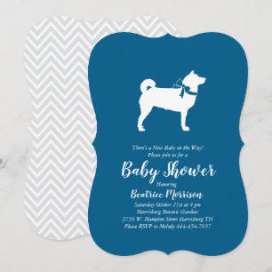 Shiba Inu Dog Baby Shower Boy Blue Inbjudningar
