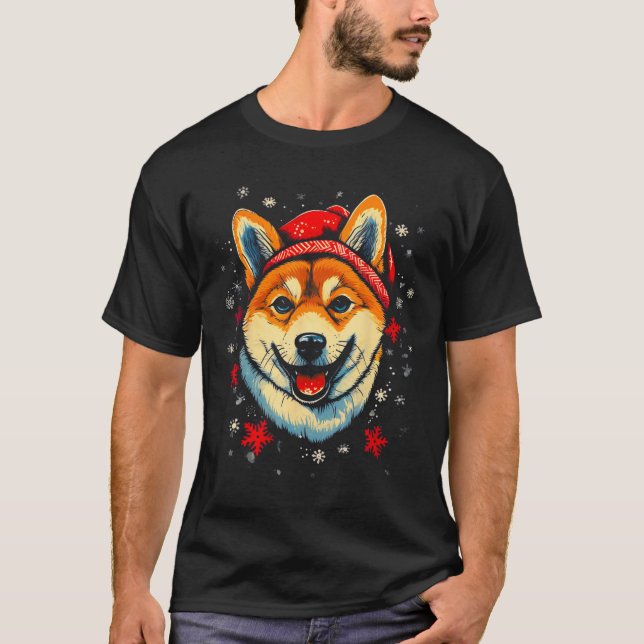 Shiba Inu Dog Christmas 1 T Shirt (Framsida)
