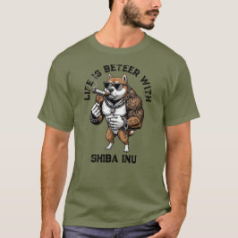 Shiba Inu Dog, muscular, tattooed, bodybuilder  T Shirt