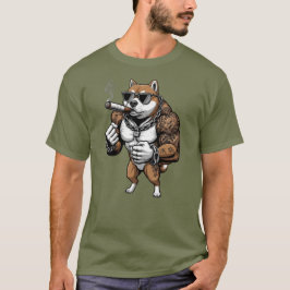 Shiba Inu Dog, muscular, tattooed, bodybuilder  T Shirt