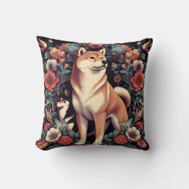Shiba Inu Dog Pillow William Morris Inspired Kudde
